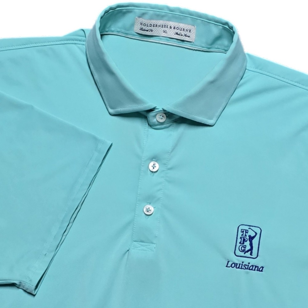 Holderness & Bourne TPC Louisiana Golf Polo Shirt Mens XL Turquoise Performance